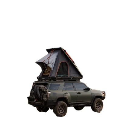 China Straight Tying Type UV Proof Camping Raising Automatic Foldable Tent Camping Aluminum Triangle Shell Roof Top Tent Hard For SUV Car for sale