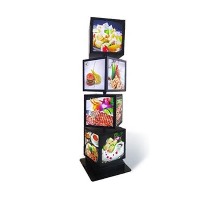 China All Rotating Indoor Activity Layouts Led Menu Board Bag Jewelry Watch Fashion Display Cubic Position Rotating Light Box 4 Layers for sale