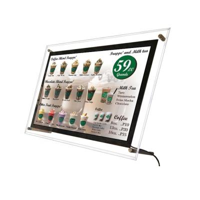 China All activity layouts advertising table stand lightbox restaurant custom acrylic crystal led menu board light box for sale