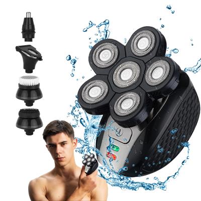 China Car DropShipping LK6300 5 in 1 Replaceable Head Best Barber Shaver Men Professional Electric Black Rotary Shaver for sale