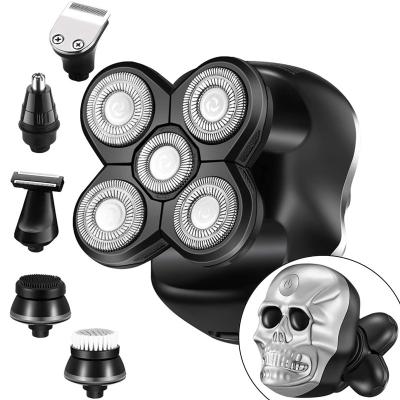 China Twin Blade Drop Shipping LK9800 6 In 1 Electric Shaver Ice 5 Sets Cordless Sustainable Manual Waterproof Skull Heads for sale