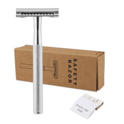 China Nostalgic Twin Blade Handle Butterfly Along With Texture Handle Safety Razor For Men Double Edge Razor Blades To Prevent Razor Bumps for sale