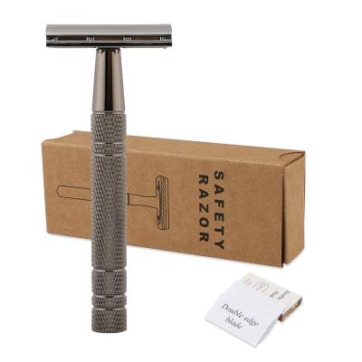 China Home Premium Quality Viable And Durable Long Nostalgic Twin Blade Double Handle Adjustable Travel Edge Safety Razor for sale