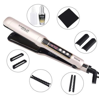 China Hotel HR-730 Professional Floating 3 In 1 Flat Iron Salon Hair Curler Straightener Sets for sale