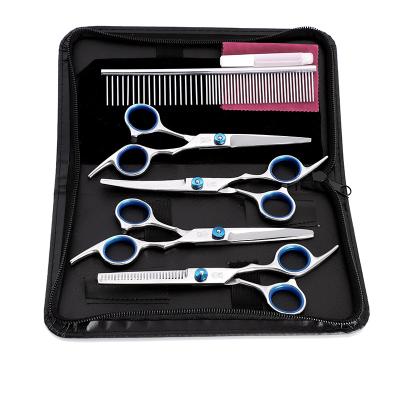 China Professional Scissor Clipper Tool Stainless Steel Pet Grooming Thinning Cleaning Scissors Set with Animal Hair Removal Comb for sale