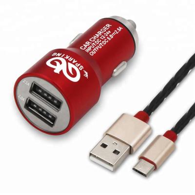 China Dual Screen Display Christmas Gift Mobile Phone Metal 2 USB Car Phone Left Charger For Laptop Car Charger for sale