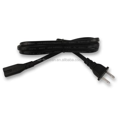 China Home Applicances American 2pin Power Cord 125V 1.8m US Power Cable Figure 8 Connector IEC C7 Power Cord For Computer for sale