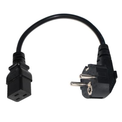 China Household Black Color 16a 250v Appliance 1.2m Euro Schuko Power Cord With C19 Connector H05VV-F 1.5mm/3c Wire for sale