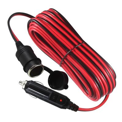 China Car Chargers Black And Red Resistance 6FT 12FT Cigar Arc Lighter Male To Female Plug Extension Power Supply Cords for sale