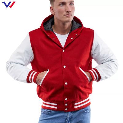 China Viable Plus Size Mens Patchwork Long Sleeve Custom Logo Varsity Jackets Hooded Varsity Jacket for sale