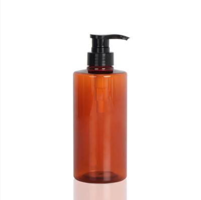 China Wholesale 500ml PET Cosmetic Amber Plastic Bottles Cosmetic Container Shampoo Shower Gel Bottles for sale