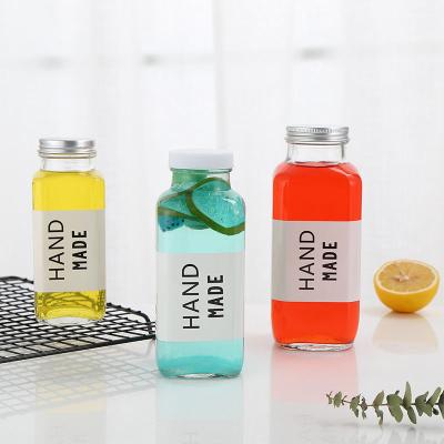 China Hot Sale 250ml 350ml Square Beverage Clear Yogurt Milkshake Coffee Wine Juice Glass Bottle for sale