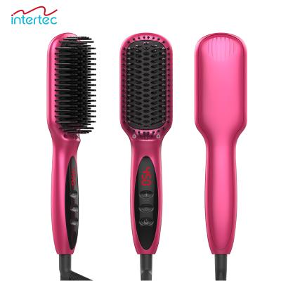 China Mini Hair Straightening Brush Sleek Hair Straightener Ceramic Hair Straightener Brush Hair Comb for sale