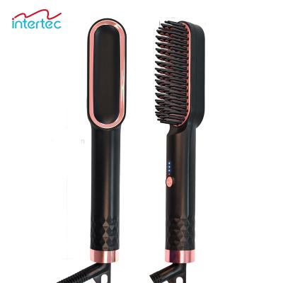 China 360 Electric Swivel Rope Hair Straightener Brush Straightening Hot Air Comb Ceramic Heating Brush for sale