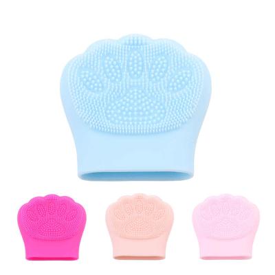 China Best Quality Cat Qaw Mini Massage Brush Acne Treatment Silicone Facial Cleansing Brush Soft Shape Silicone Facial Brush for sale