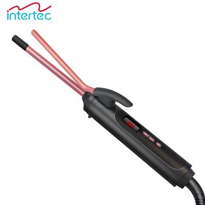 China Intertec Settings Heat Electric Hair Curler Ceramic Coating Hair Curling Iron LCD Display Adjustable Temperature Control for sale