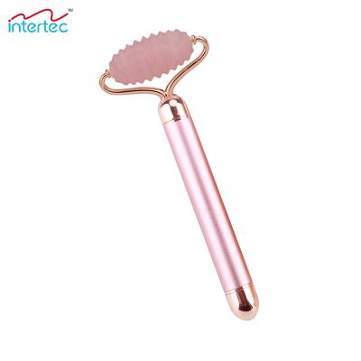 China 2021 New Design Electric Rose Quartz Jade Roller For Skin Care Electric Jade Facial Roller for sale