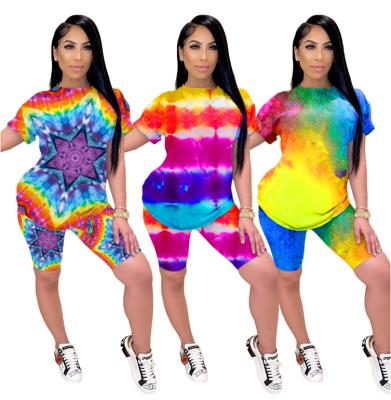 China Factory QUICK DRY Two Pieces Set Women Outfits Tie Dye Print Loungwear Women's Clothing For Sale for sale