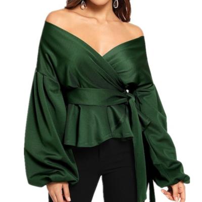 China Viable Hot Sale Women's Fashion V Neck Long Sleeve Butterfly Blouse for sale