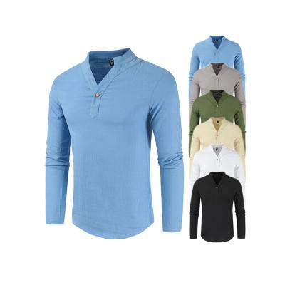 China Wholesale V-Neck Sweater Anti-pilling Plus Size Knit Solid Color Men's Casual Shirt for sale