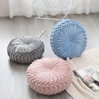 China Minimalist luxury pure wheel small pumpkin pillow light velvet pillow round futon window tatami cushion for sale