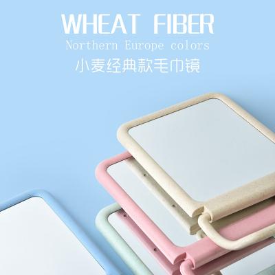 China Traditional Wheat Straw Cosmetic Mirror Folding Dressing Mirror Desktop Mirror Plastic Hand Towel Mirror for sale