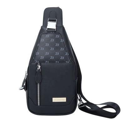 China Top Quality Full Printing PU Leather Men Sling Bag Metal Logo Wholesale for sale