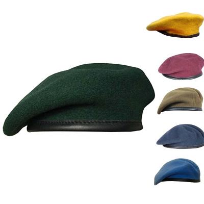 China High Quality Custom Logo Army 100% Wool Men's Custom Military Beret Cap for sale