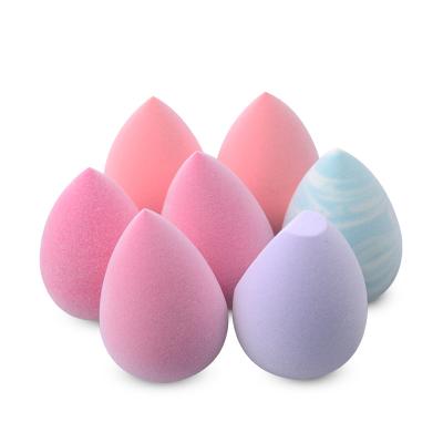 China Non Toxic Microfiber Latex Make Up Sponge Laser Logo PU Material Super Soft Makeup Micro Fiber Flocking Make Up Beauty Egg Sponge for sale