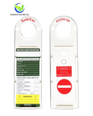 China Scaffolding Warning Plastic 305mm Inspection Scaffolding Alarms Safety Tag Holder for sale