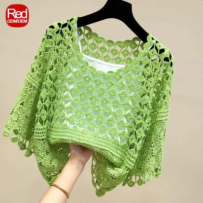 China RedHK Breathable In Stock High Quality Multi Colors Choose To Crochet Floral Crop Tops Accept Custom Made Elegant Lady Crochet Lace Top Shirts for sale