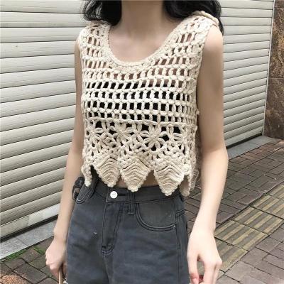 China RedHK 2022 Breathable High Quality 100% Cotton Alize Yarn Cotton Yarn Casual Clothing Women Crochet Top For Teen Soft Swimwear Crop Top for sale