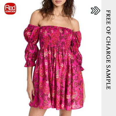 China New High Quality Breathable Custom From RedHK Arrives Spring Designed For A Line Cut A Printing Mini Dress for sale