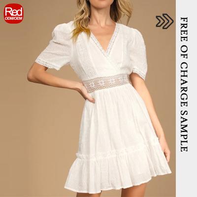 China RedHK Breathable Custom Made High Quality New Arrives Black White Sleeve Worn And Perfectly Trimmed Lace Shorts Mini Dress for sale