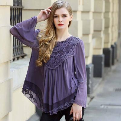 China HKRED Plus Size Women's Plus Size Sleeve Shirts Summer Blouses Ladies Crochet Lace Pleated Fashionable Tank Tops for sale