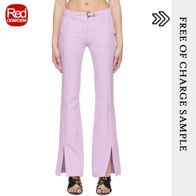 China RedHK Breathable Custom High Quality New Arrive Belt Wide Leg Pants Split Ladies Jeans Trousers Woman Office Trousers for sale