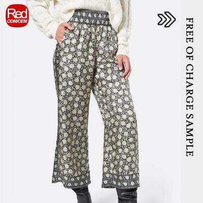 China RedHK Breathable High Quality New Custom Arrive Pants For Women Cropped Rocket Woman Pants Printing Woven Casual Pants for sale