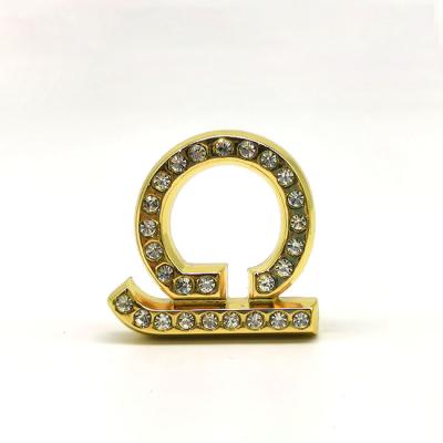 China Decoration For Handbag Recycled Customizable New Gold Zinc Alloy Letter With Diamond For Handbag Decoration for sale