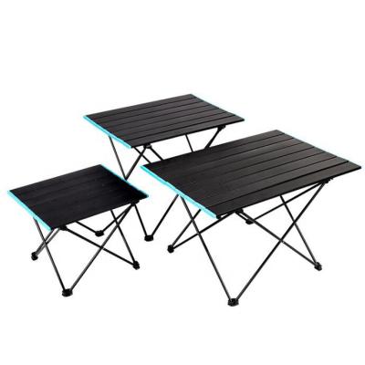 China Modern Portable Picnic Blue Green Camping Furniture Set Outdoor Beach Aluminum Alloy Folding Table for sale