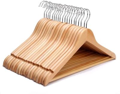 China New Hot Sale Eco-friendly Laundry Anti-slip Wooden Coat Hanger With Bar for sale