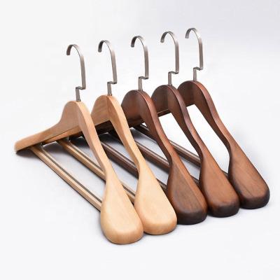 China New Eco-friendly Hanger Customized Fancy Wide Shoulder Clothes Wooden Coat Hanger for sale