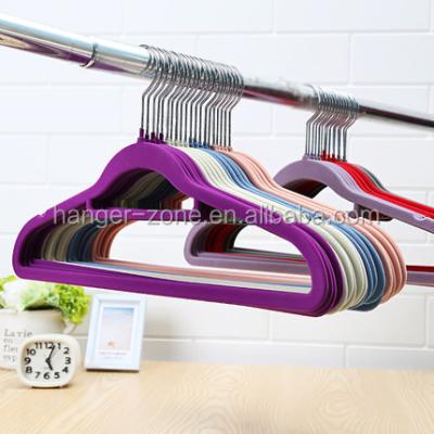 China Eco - Friendly Fabric Hanger Samples Flocked Coat Hanger Velvet Hangers for sale