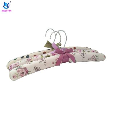 China Eco-friendly Satin Hanger Padded Silk Satin Sponge Clothing Hangers Hangers for sale