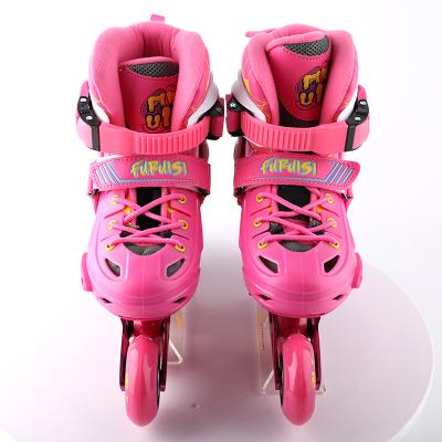 China Online PVC Skates Shoes For Kids Max Size Blue Mesh Pearl Wheel Aluminum Upper Chassis Pink Material Foot Brake Color for sale