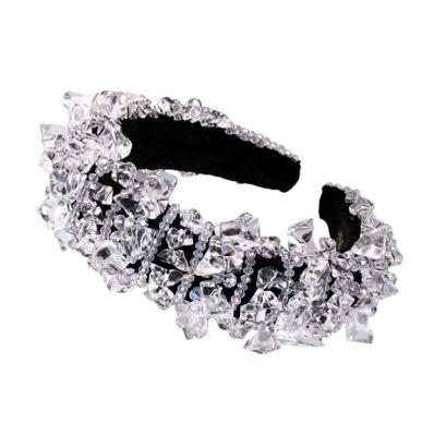 China Luxury Full Bling Bling Headband Wedding Hair Band Luxury Bling Headband Bridal Crystal Hair Accessories Crystal Headband for sale