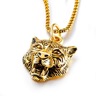 China Wholesale punk necklace punk tiger stainless steel fashion jewelry pendant necklaces for men for sale