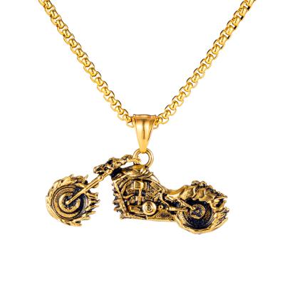 China Punk Style Skeleton Motorcycle Necklaces Personality Retro Bar Pendant Necklaces For Men And Boy for sale