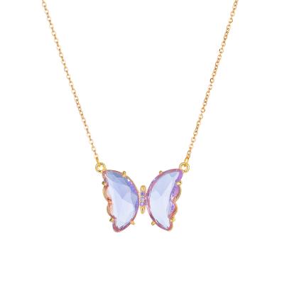 China Wholesale Best Friend Jewelry Necklace Stainless Steel Quartz Butterfly Chain Necklaces Butterfly Jewelry Pendant Necklaces For Women for sale