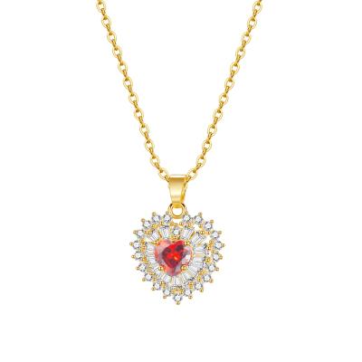 China Fashionable Mixed Jewelry Wholesale Mixed Diamond Necklace Heart Shape Zircon Necklaces Pendant Diamond Necklace For Women for sale