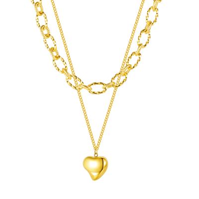 China Fashion Necklaces Women Stainless Steel Heart Shaped Multi Layer Necklace Multi Layer Necklaces for sale